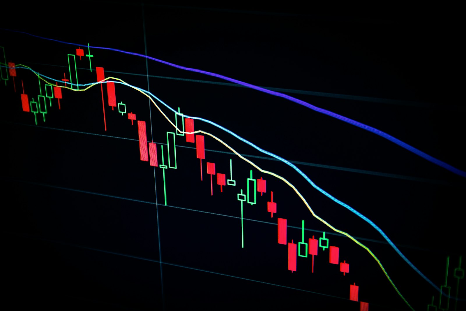 Dark mode candlestick stock market chart illustrating family office private markets and alternative asset allocation data for 2026